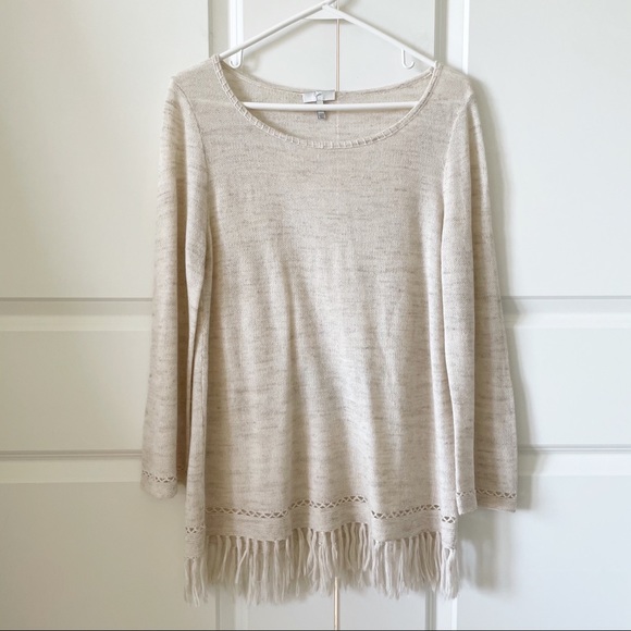 Joie Annalie Wool Linen Blend Fringed Sweater - Picture 8 of 12